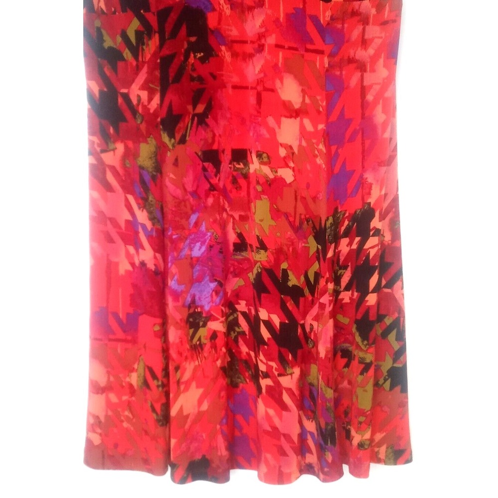 Kim Rogers Dress Women's Sz 14 Abstract  Print Midi  Pull On Twist Chest Stretch - Picture 3 of 6